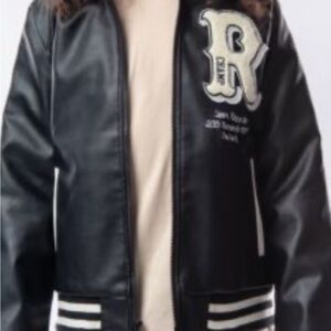 Ring of Fire Black Kids Jacket with White Accents